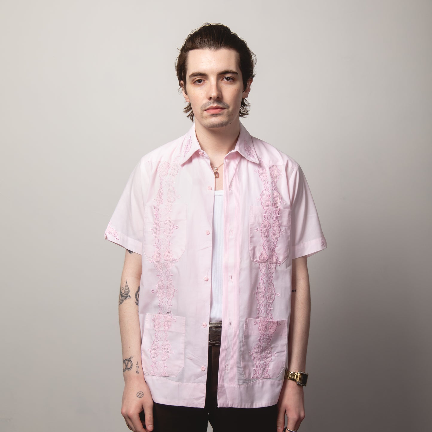 PINK GUAYBERA SHIRT M