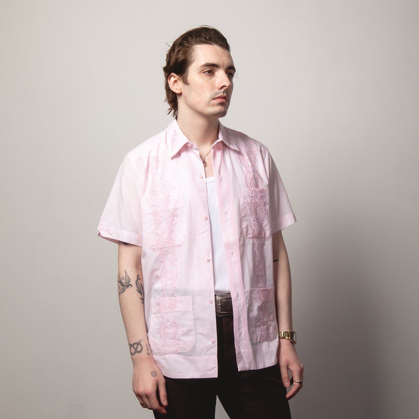 PINK GUAYBERA SHIRT M