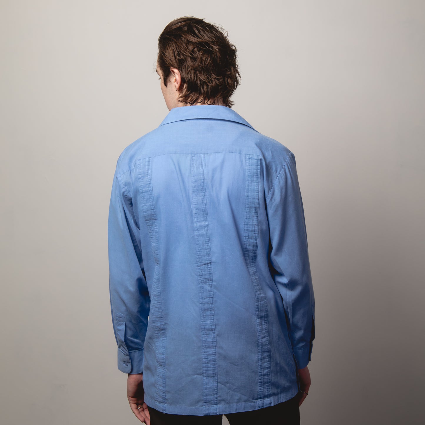 COBALT BLUE CUBAN COLLAR SHIRT M