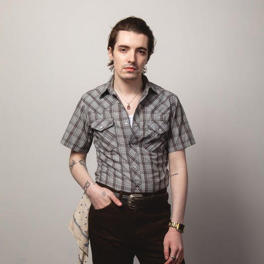 CHECK WRANGLER WESTERN SHIRT M