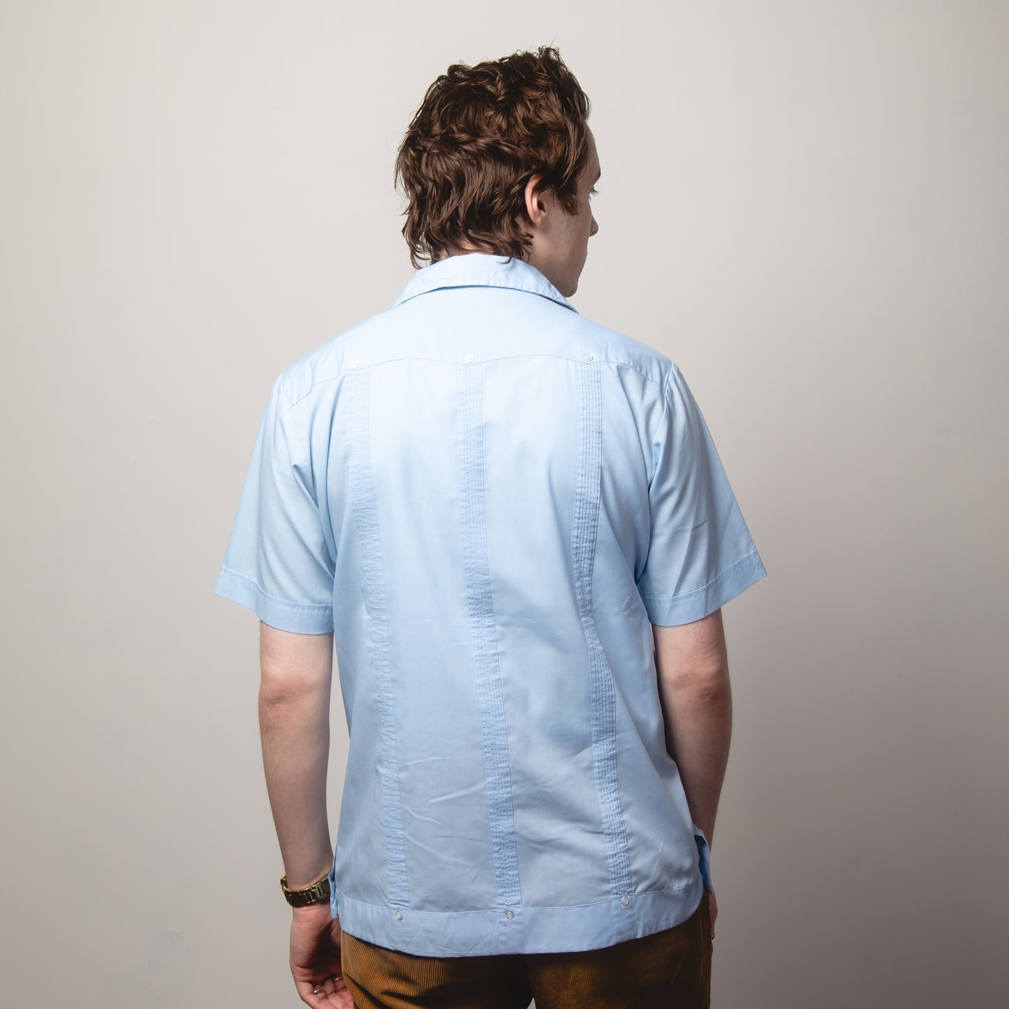 BABY BLUE CUBAN COLLAR SHIRT M