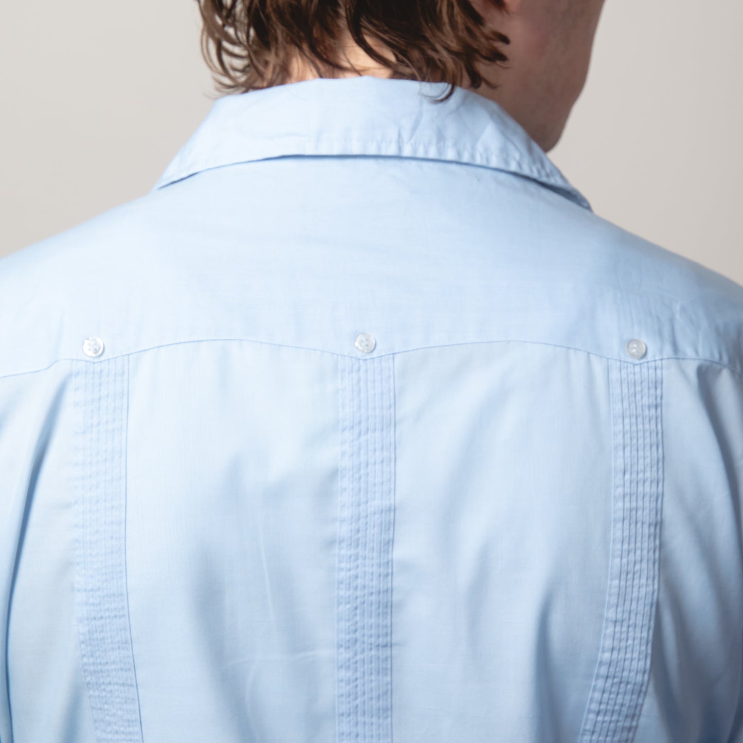 BABY BLUE CUBAN COLLAR SHIRT M