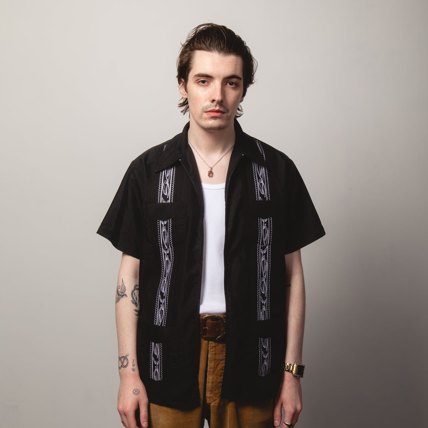 BLACK ZIP HAVANA SHIRT M