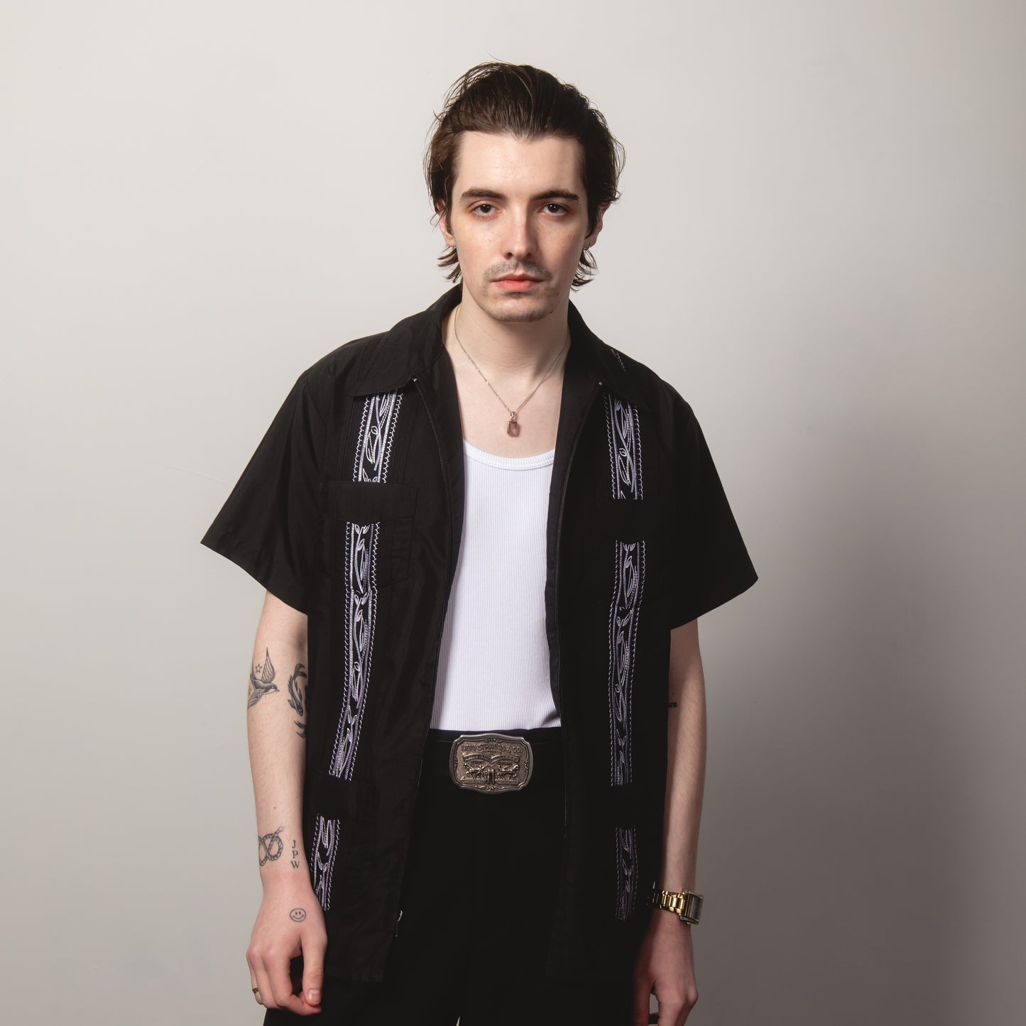 BLACK ZIP HAVANA SHIRT M