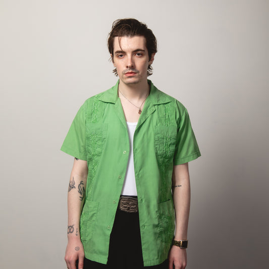 GREEN CUBAN COLLAR SHIRT M