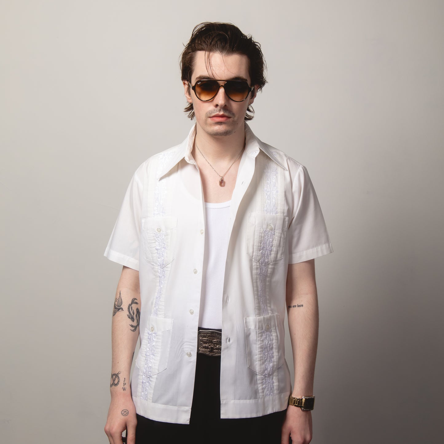OFF WHITE GUAYBERA SHIRT M