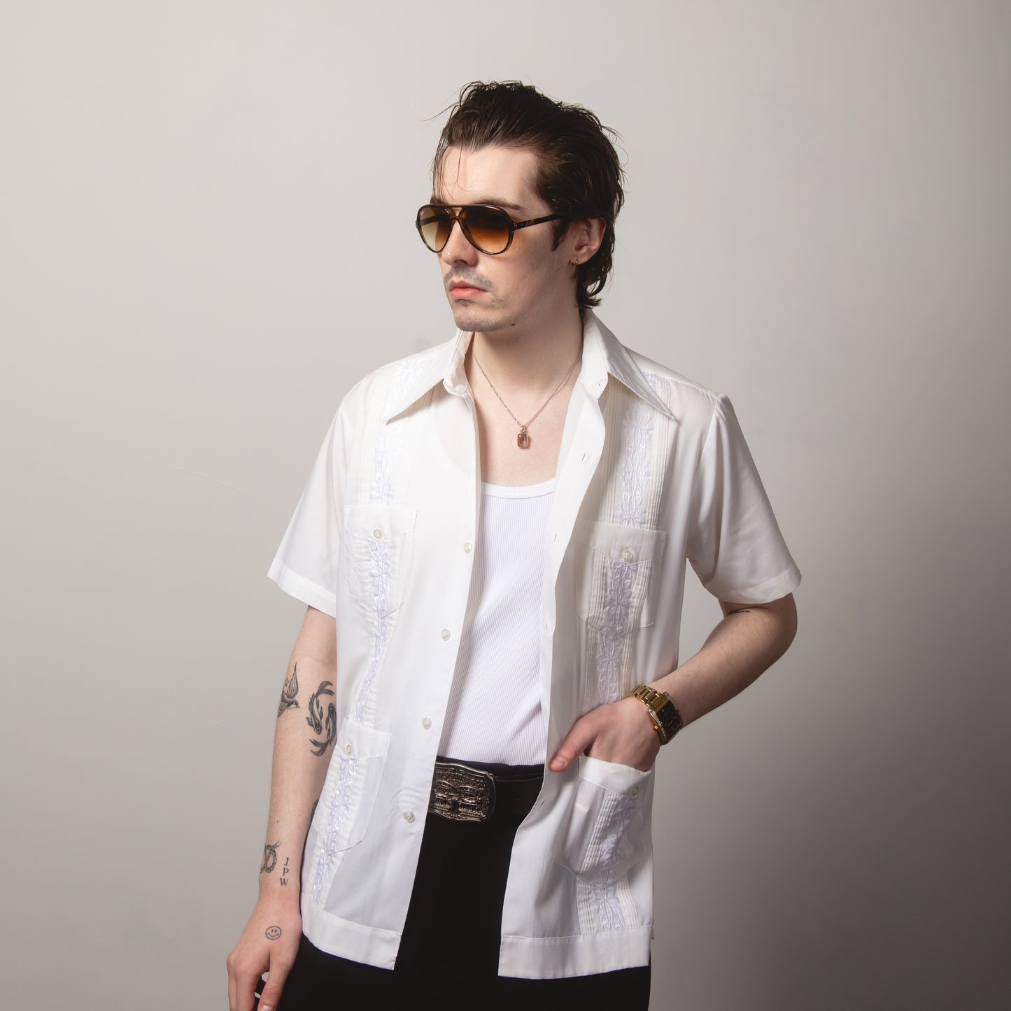 OFF WHITE GUAYBERA SHIRT M
