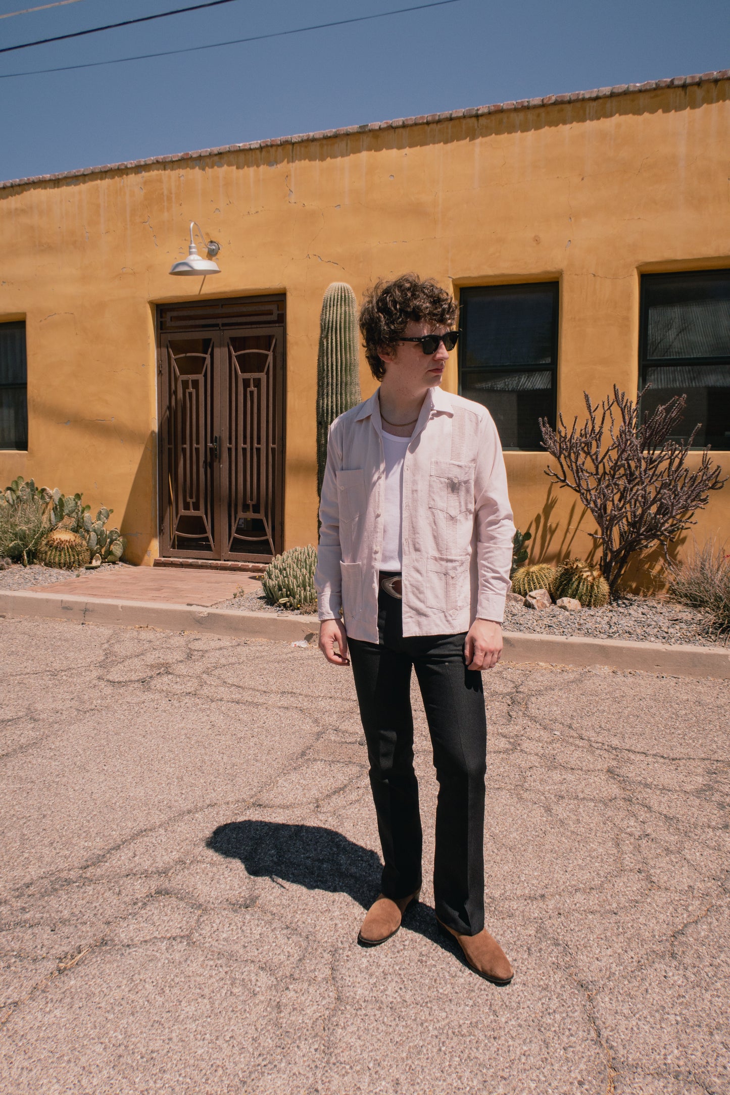 BEIGE GUAYBERA SHIRT XS