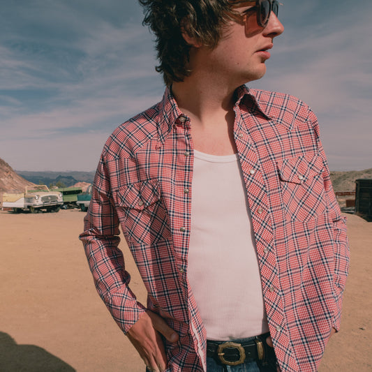 RED CHECK WESTERN SHIRT M