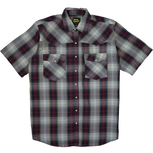 BURGUNDY CHECK WESTERN SHIRT