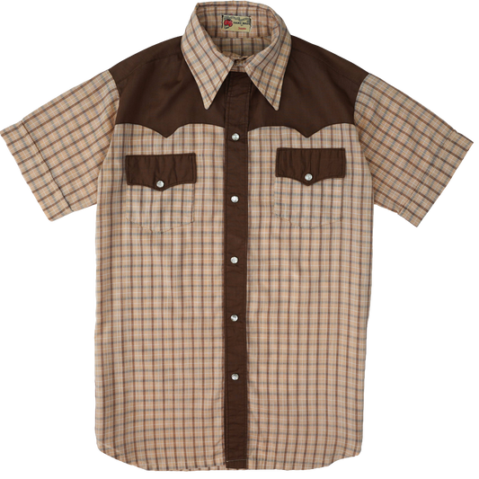 BROWN CHECK PANEL WESTERN SHIRT