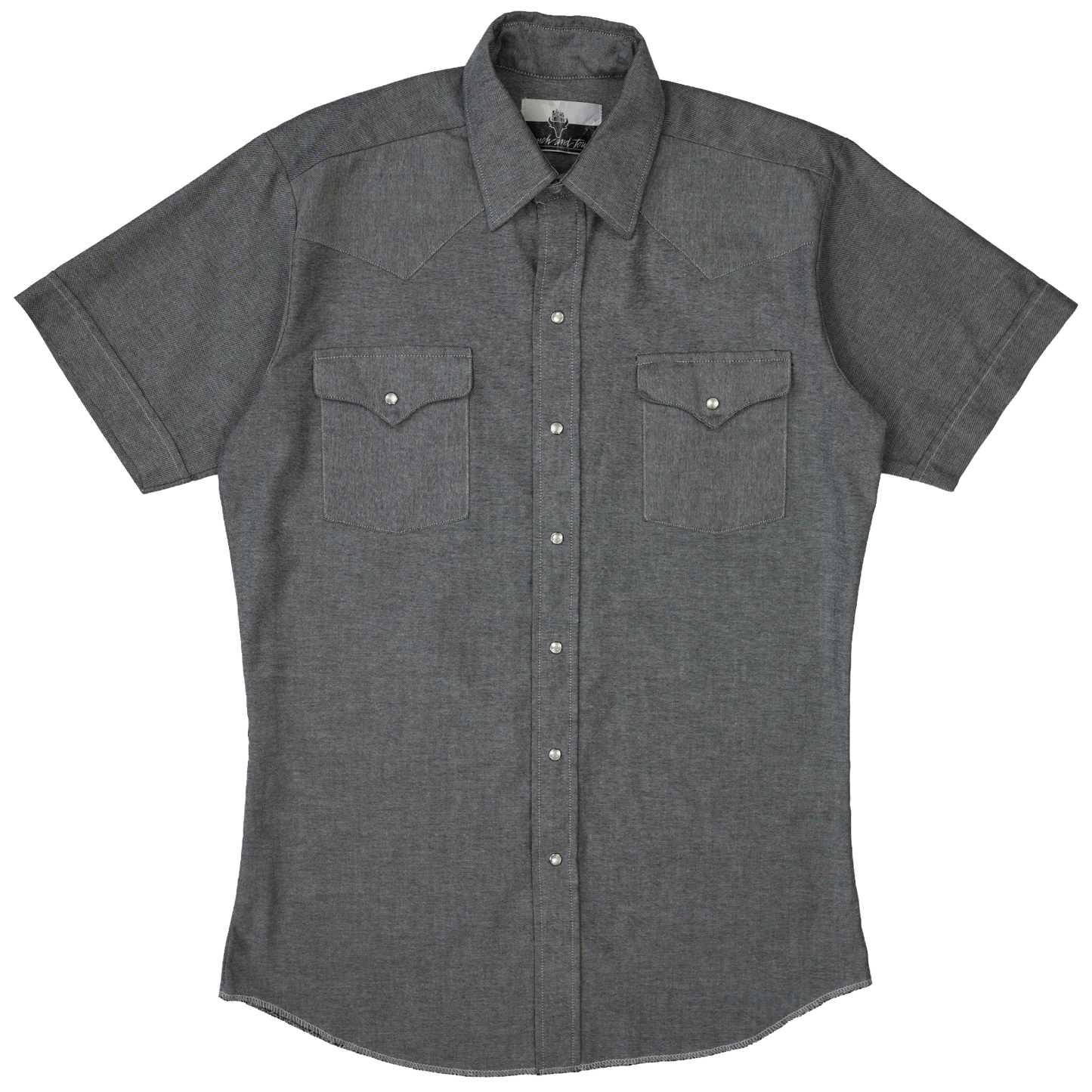 GREY RAW HEM WESTERN SHIRT