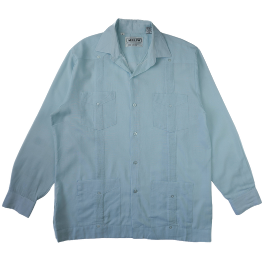 SKY BLUE LS CUBAN COLLAR SHIRT M
