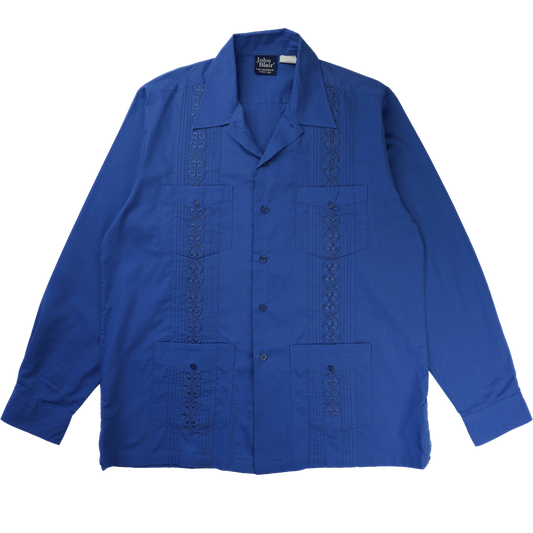 BLUE LS CUBAN COLLAR SHIRT M