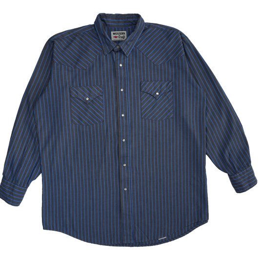 STRIPE BLUE & GREY WESTERN SHIRT