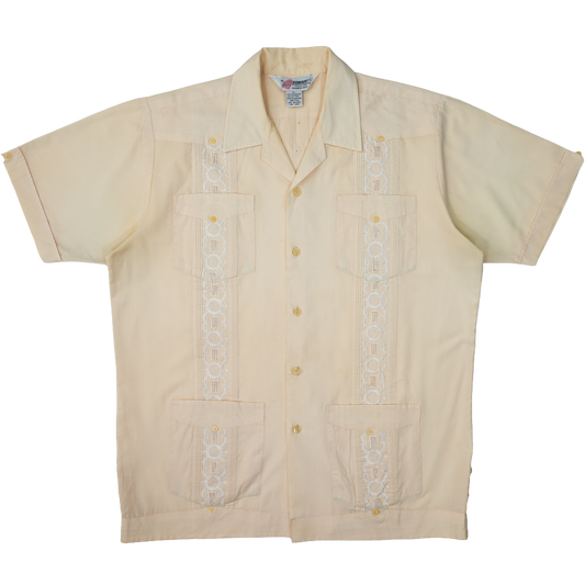 CREAM CUBAN COLLAR GUAYABERA SHIRT