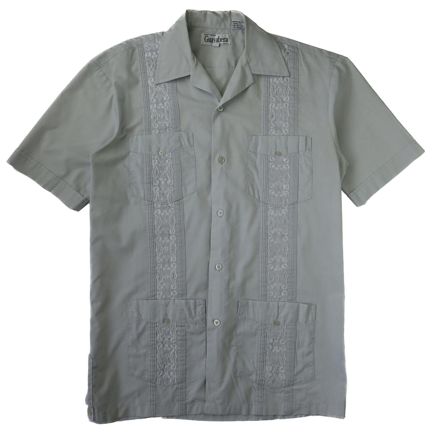 GREY CUBAN COLLAR SHIRT S